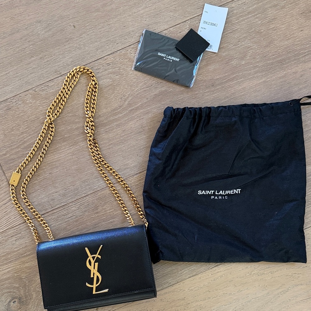 Yves Saint Laurent Kate Crossbody Bag in Black with Gold Chain - Picture 2 of 5